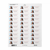 Étiquette Graduation photo rose or script d'or adresse moder (Feuille entière)