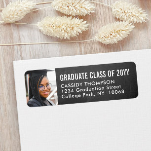 Étiquette Graduation Photo Tableau noir moderne Adresse de r