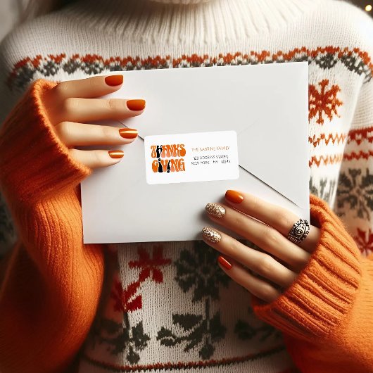 Étiquette Graffiti blanc moderne Thanksgiving automne automn