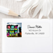 Étiquette Graffiti rose et Turquoise | Maison abandonnée (En situation)