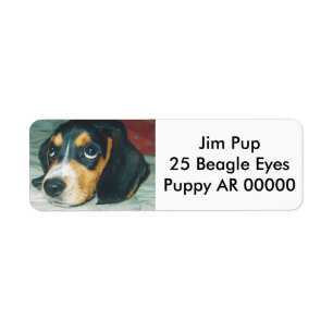 Étiquette Grand chiot mignon de beagle de yeux