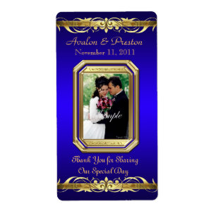 Étiquette Grand Duchess Blue Photo Gold Vin Mariage Étiquett