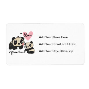 Étiquette Grand-maman d'amour des ours panda I