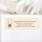 Étiquette Grand Rectangle double bonheur Mariage chinois (En situation)