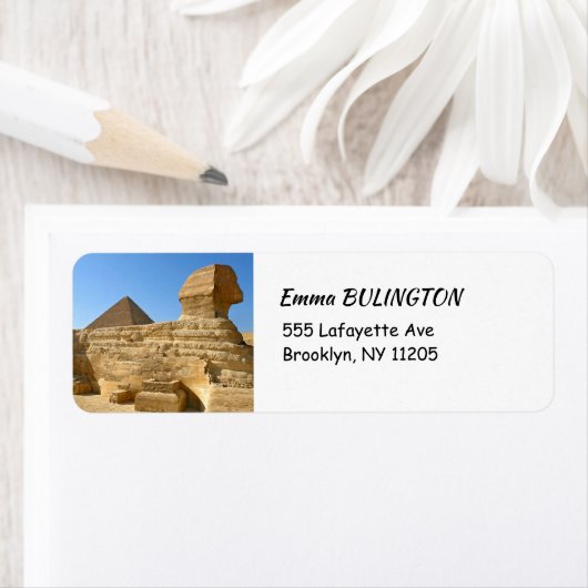 Étiquette Grand Sphinx de Gizeh avec la pyramide de Khafre - (En situation)