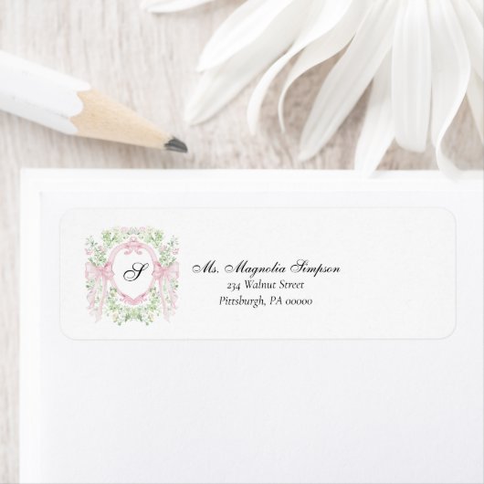 Étiquette Grandmellenial Botanical Crest Baby Shower (En situation)