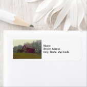 Étiquette Grange rouge sur la colline (En situation)