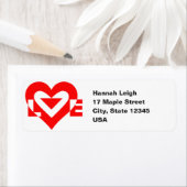 Étiquette Graphique d'amour cool, Rouge (En situation)