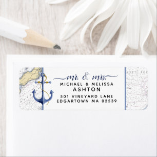 Étiquette Graphique nautique authentique + Ancre + Script