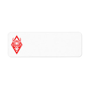 Étiquette Graphique rouge de visage de loup de diamant