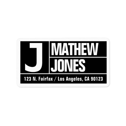 Étiquette Gras & Grandes polices modernes | Retour noir et b (Devant)