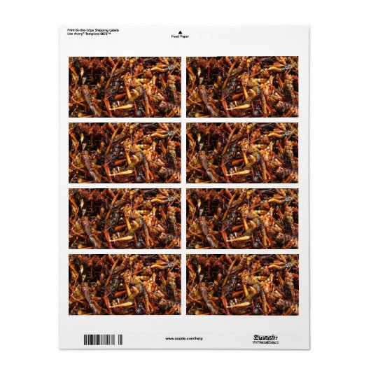 Étiquette Grasshopper frit (Takkataen Thot) Alimentation asi (Feuille entière)