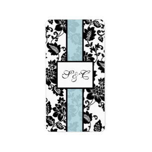 Étiquette Gratte à hershey Mariage damassé noir/bleu
