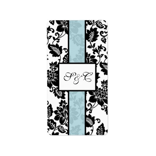 Étiquette Gratte à hershey Mariage damassé noir/bleu (Devant)