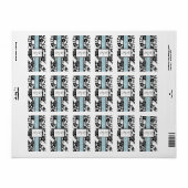 Étiquette Gratte à hershey Mariage damassé noir/bleu (Feuille entière)