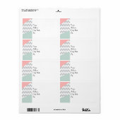 Étiquette Gray Chevron Mint et Coral (Feuille entière)