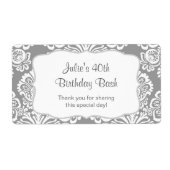 Étiquette Gray Damask Bouteille d'eau préférée - customisez- (Devant)