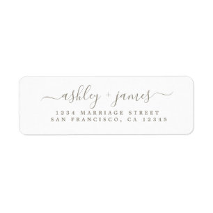 Étiquette Gray Elegant Script Wedding