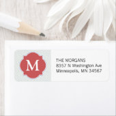 Étiquette Gray & Indian Red Modern Chevron Custom Monogramme (En situation)