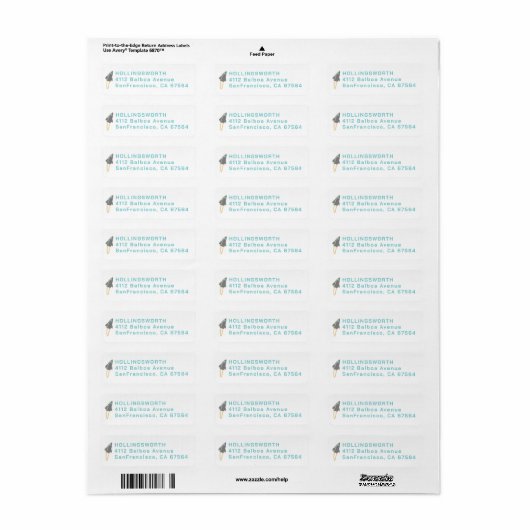 Étiquette Gray Rocket Return Address (Feuille entière)