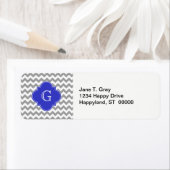 Étiquette Gray White Chevron Cobalt (En situation)