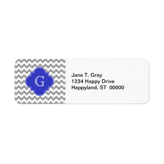 Étiquette Gray White Chevron Cobalt (Devant)