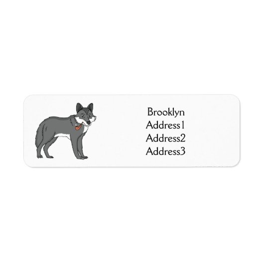 Étiquette Gray wolf with pipe cartoon (Devant)