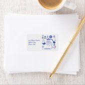 Étiquette Grèce Adresse Bleue et Blanche (En situation)