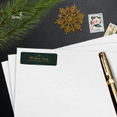 Étiquette Green and Gold Snowflake Winter Address Label