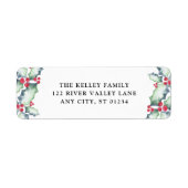 Étiquette Green and Red Watercolor Holly (Devant)