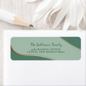 Étiquette Green Chinoiserie Abstrait Cloud Motif Gold Line (En situation)