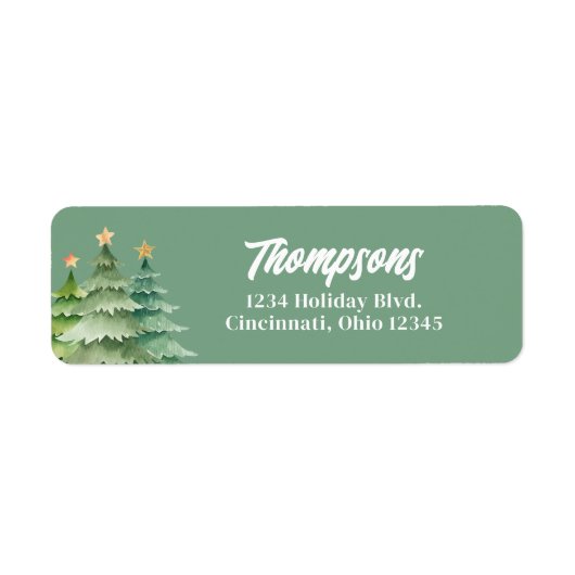 Étiquette Green Christmas Trees Custom Return Address (Devant)