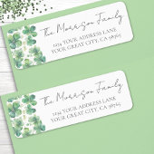 Étiquette Green Clover Shamrock Return Address