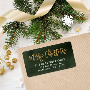 Étiquette Green et Faux Foil Noël Adresse de retour