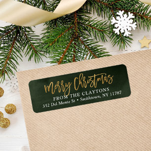 Étiquette Green et Faux Foil Noël Adresse de retour