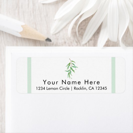 Étiquette Green Eucalyptus Botanique Feuille Rustique Mariag (En situation)