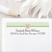 Étiquette Green Floral En vichy Adresse de retour (En situation)