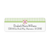 Étiquette Green Floral En vichy Adresse de retour (Devant)