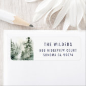 Étiquette Green Forest Watercolor Trees (En situation)