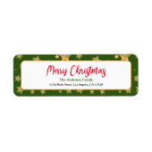Étiquette Green Gold Star Seasason Christmas Return Adresse (Devant)