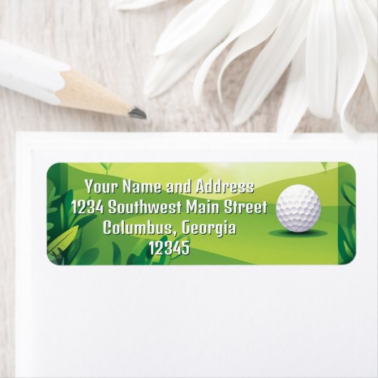 Étiquette Green Golf Gris et Golf Ball (En situation)