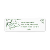 Étiquette Green Hand Drawn Doodle Graduation White Address (Devant)