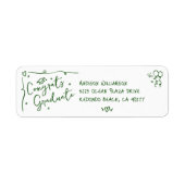 Étiquette Green Hand Drawn Doodle Graduation White Address (Devant)