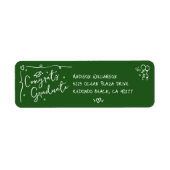Étiquette Green Hand Drawn Doodle Style Graduation Address (Devant)