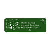 Étiquette Green Hand Drawn Doodles Style Grad Cap Address (Devant)