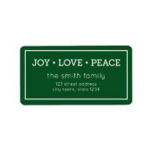 Étiquette Green Joy Love Peace Modern Holiday Adresse (Devant)