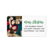 Étiquette Green Joyeux Noël moderne Typographie photo (Devant)