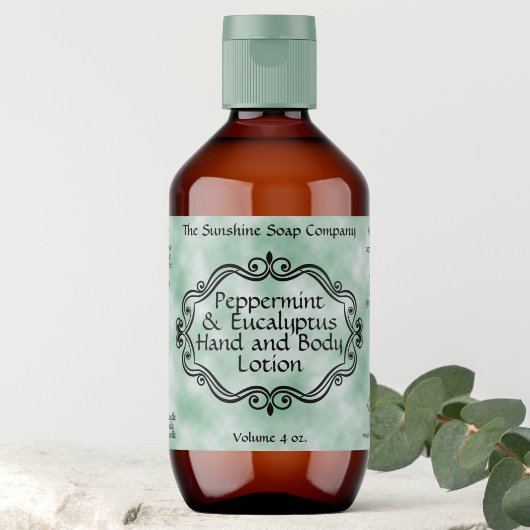Étiquette Green parchment vintage frame cosmetic label