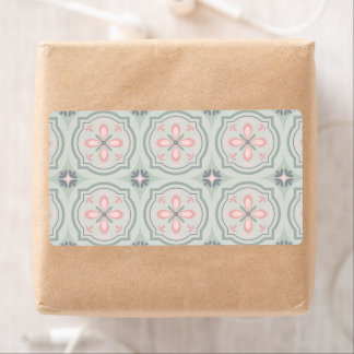 Étiquette Green Pastel Floral Tiles