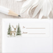 Étiquette Green Pine Cones Deer Christmas (En situation)